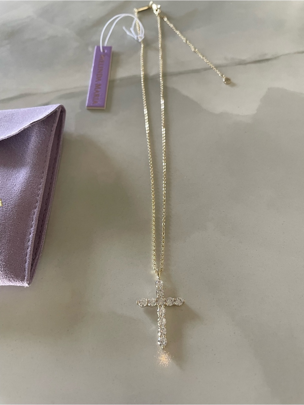 NWT Melinda Maria Gold “Oh She Fancy Small Cross Pendant” - Picture 3 of 7